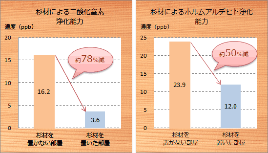 杉材の有害物質浄化能力