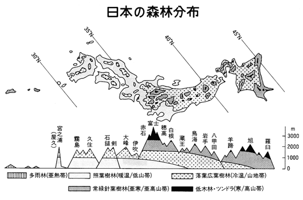 日本の森林分布