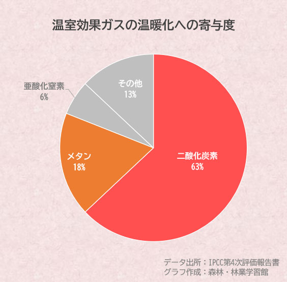 温室効果ガスの温暖化への寄与度を表すグラフ